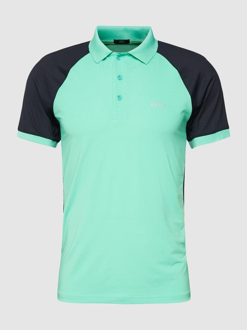 Poloshirt mit Label-Detail Modell 'Pauletech' in hellgrün