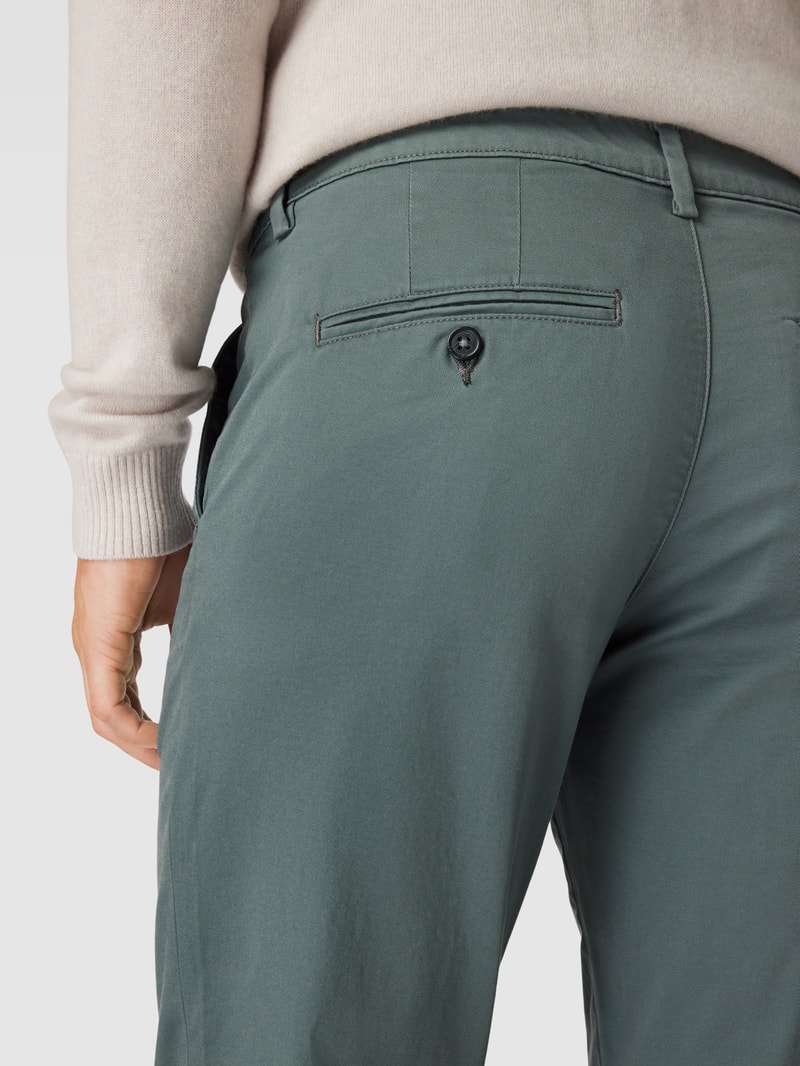 Slim Fit Stoffhose in unifarbenem Design Modell 'Miles' in grün