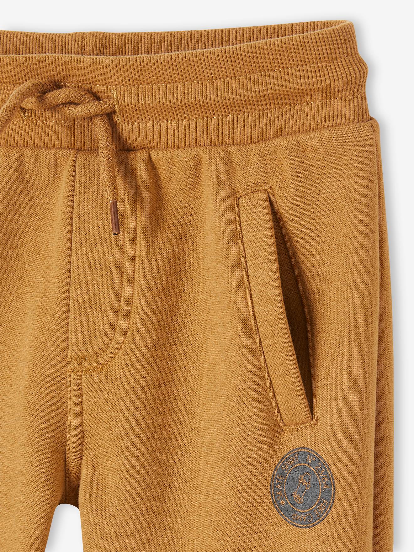 Pantalon jogging Basics garçon en molleton gris moyen chiné