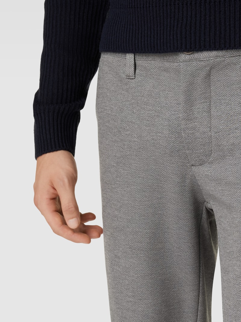 Tapered Fit Stoffhose mit feinem Allover-Muster Modell 'Mark' in hellgrau