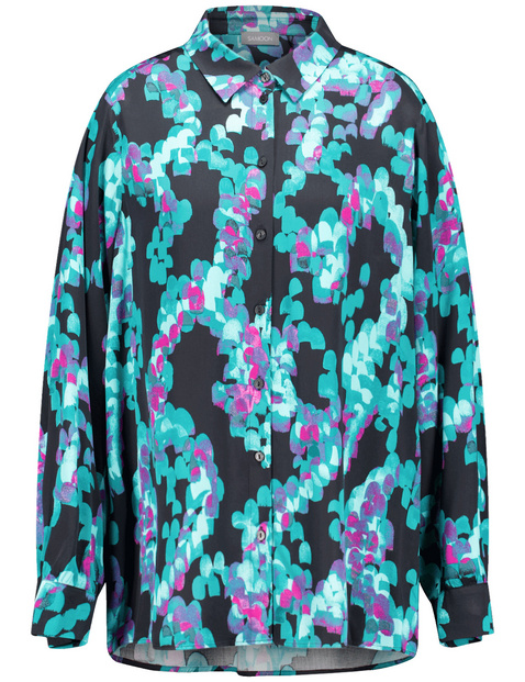 Lange Hemdbluse mit Allover-Print