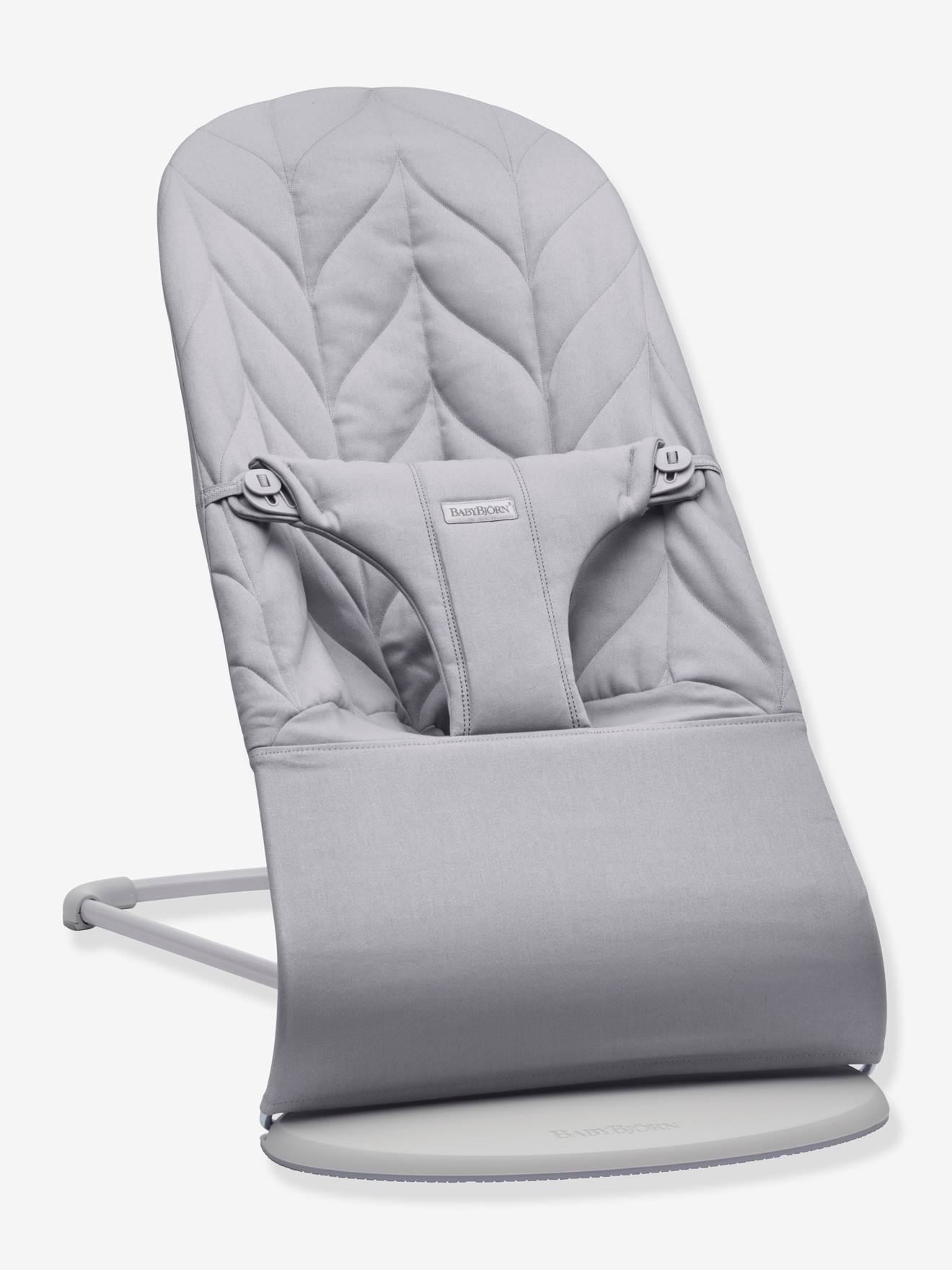 Transat Bliss en coton BabyBjörn gris clair/matelassage pétales
