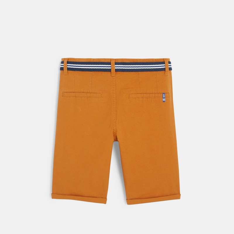 Bermuda en toile + ceinture beige garçon