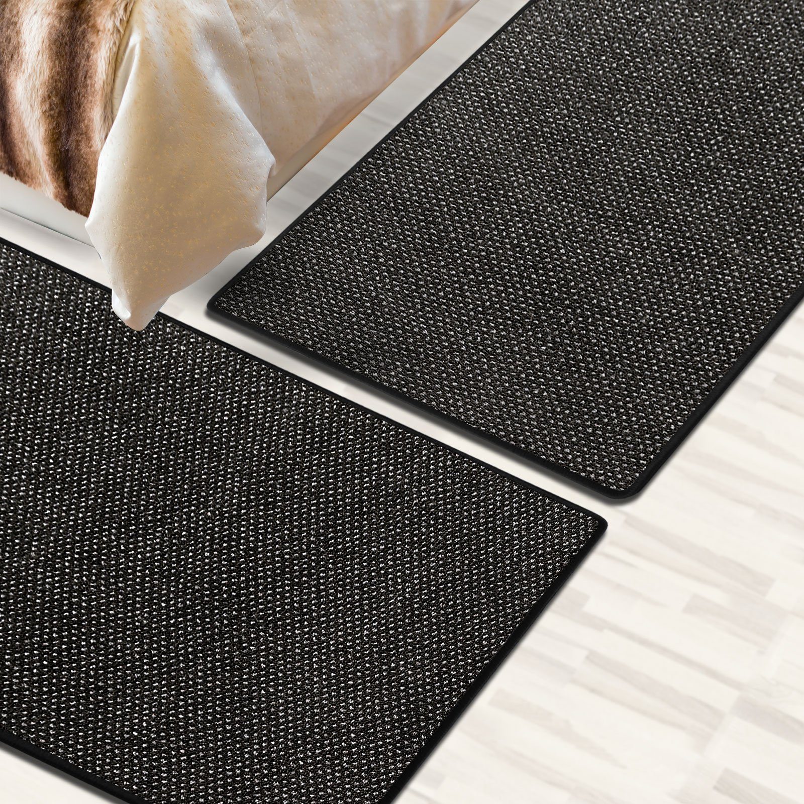Bettumrandung Ponto Anthrazit, 3 Größen, Bettvorleger Floordirekt, Höhe 6.5 mm, (3-tlg)