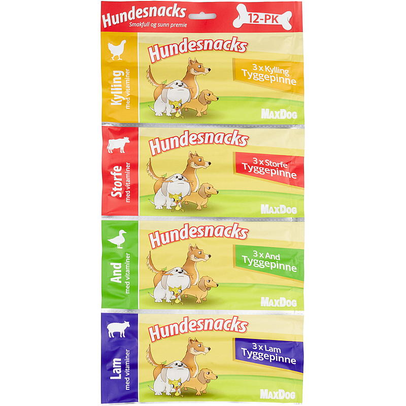 MaxDog Hundesnacks 12-pk 120 g Kylling, biff etc.