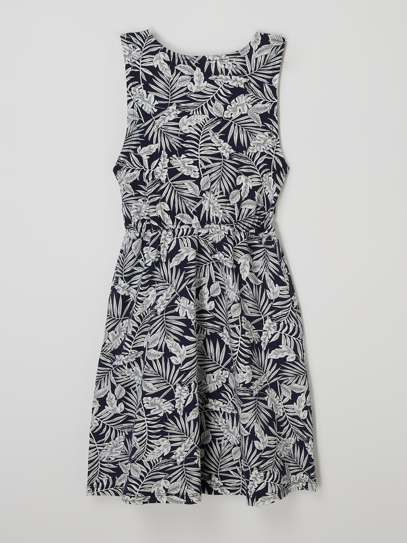 Kleid mit floralem Muster in marineblau
