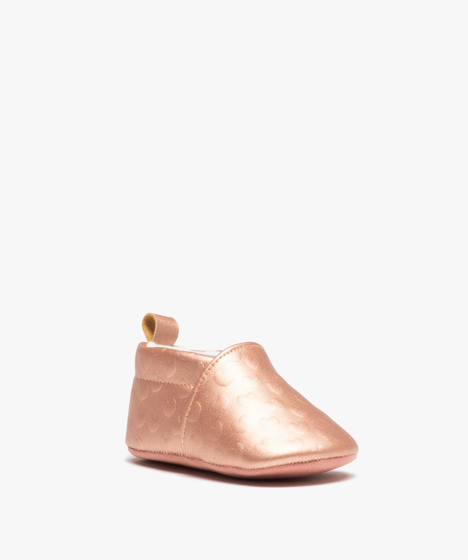 Chaussons de naissance bébé fille irisés à motifs coeurs... rose | GEMO