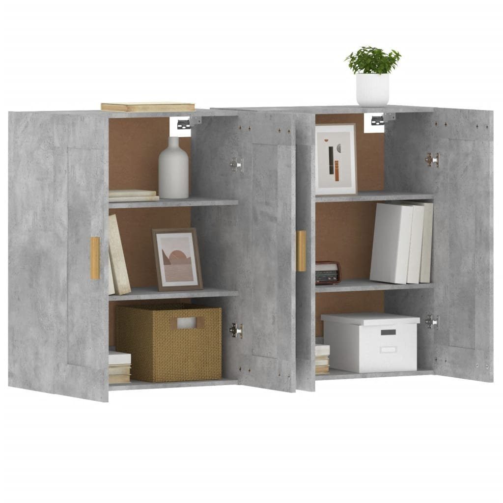 vidaXL Sideboard Wandschränke 2 Stk. Betongrau Holzwerkstoff (2 St)