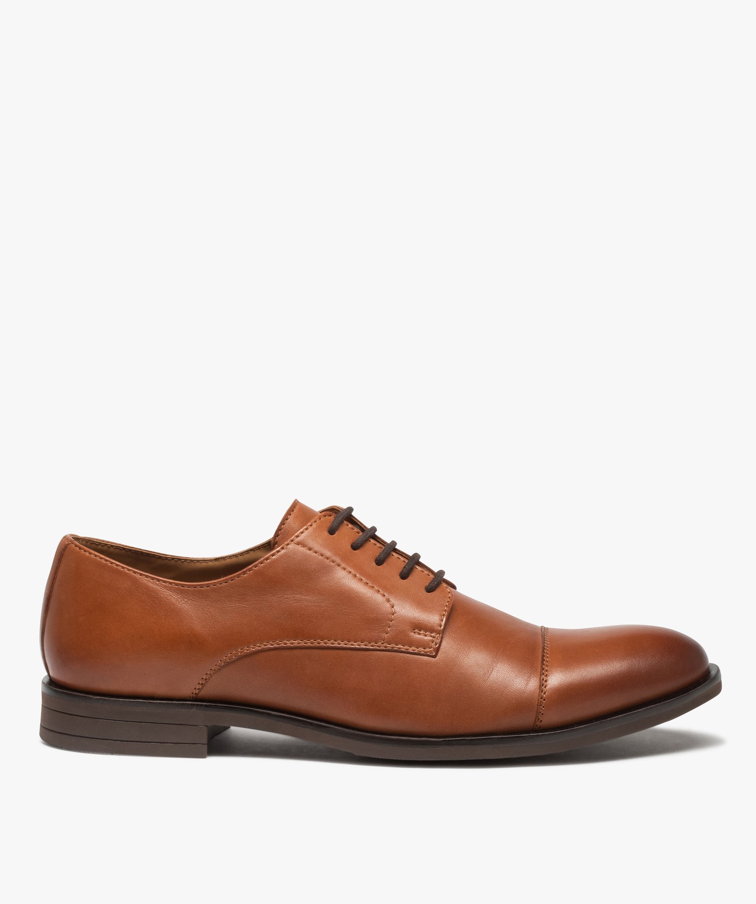 Derbies homme classiques dessus cuir uni camel | GEMO
