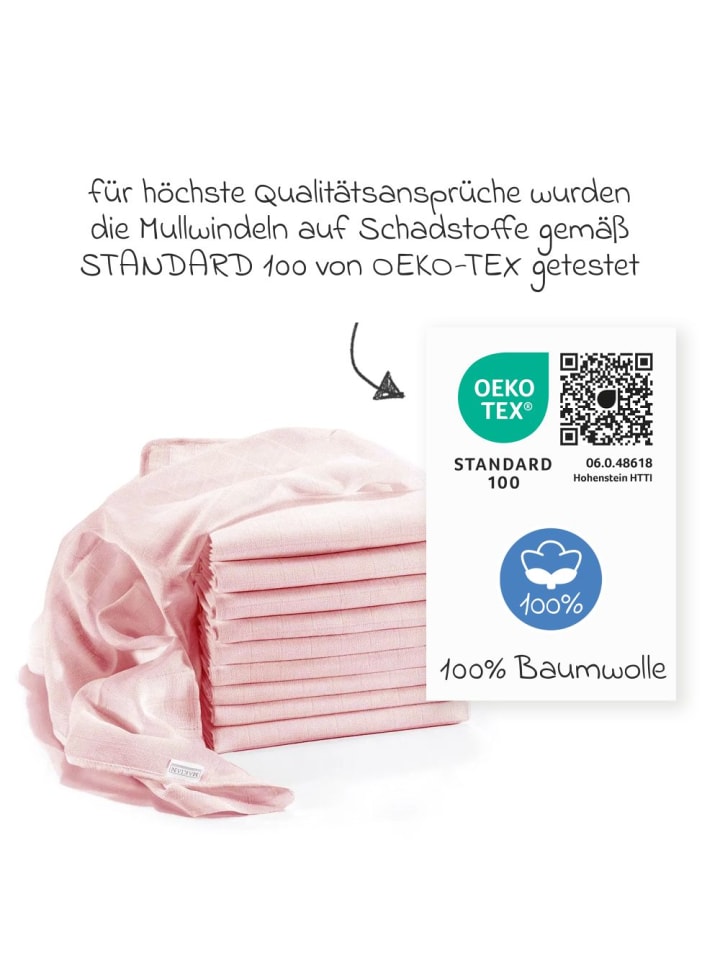 Makian Mullwindel / Mulltuch 10er Pack 80 x 80 cm - Puder in rosa günstig kaufen onesize