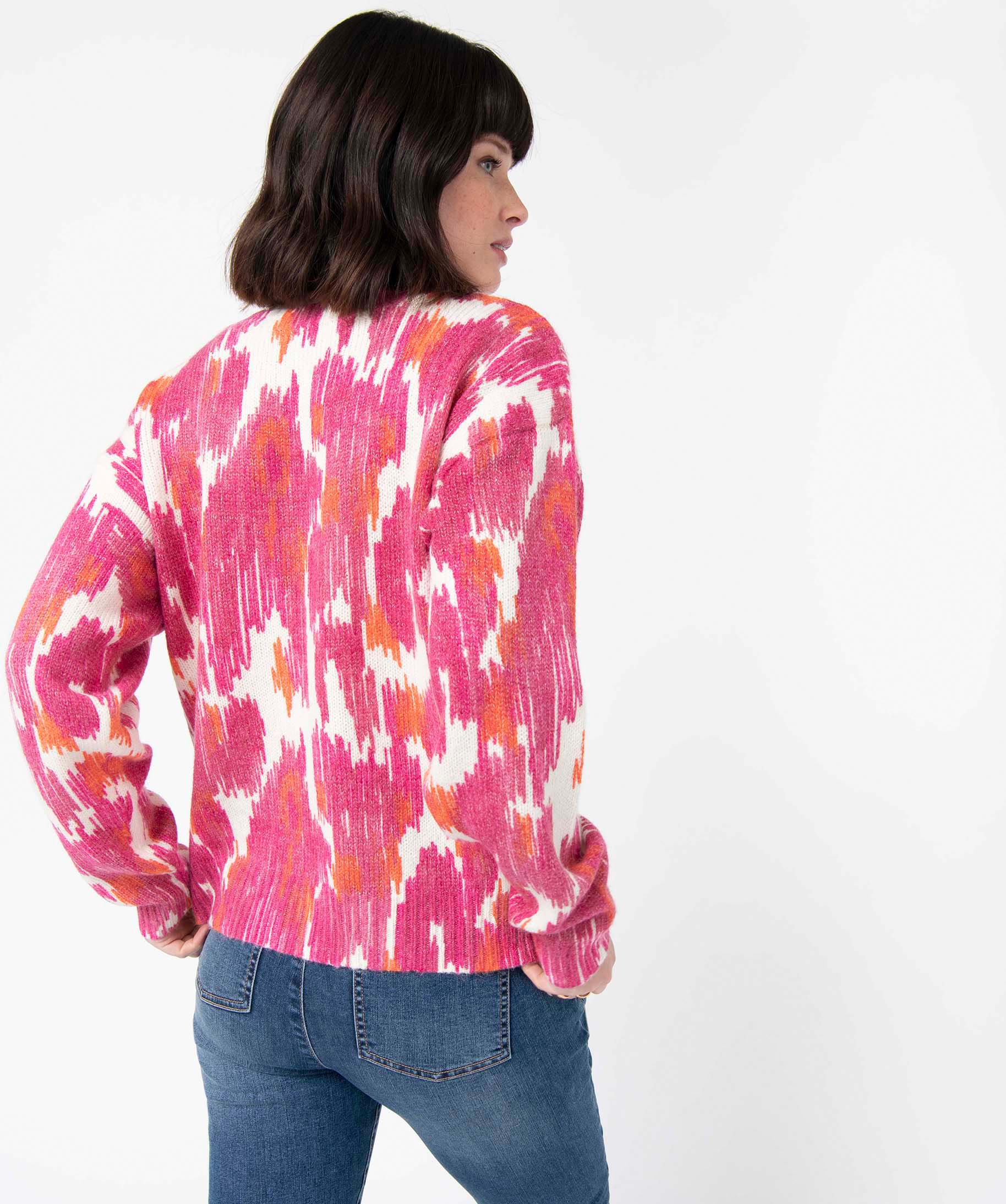 Pull femme en maille imprimée multicolore | GEMO