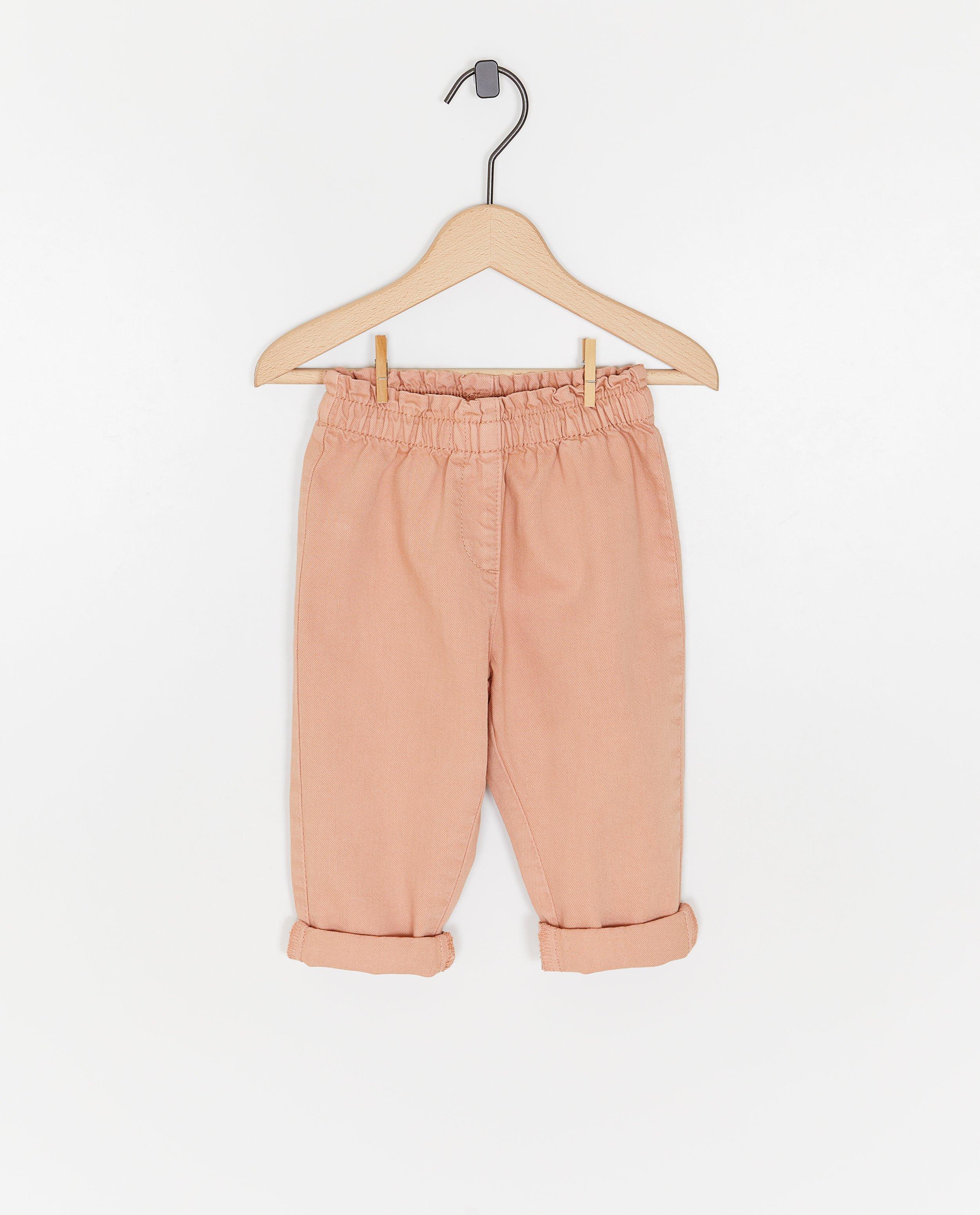 Besties Beige broek, bő szabású rózsaszín