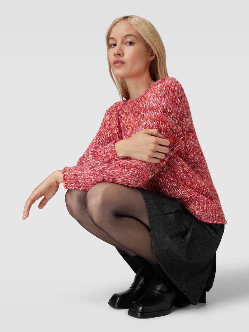Strickpullover mit Rundhalsausschnitt in rot