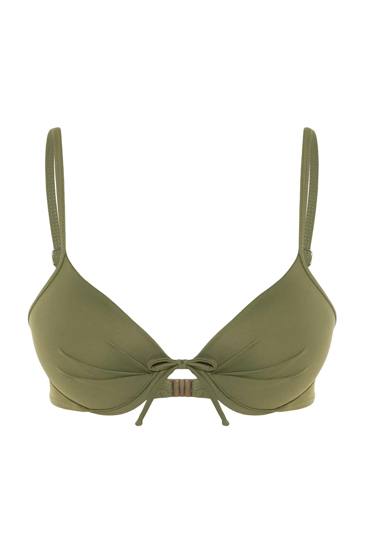 Trendyol Collection  Khakifarbenes Balconet-Push-Up-Bikinioberteil TBESS20BU0237
