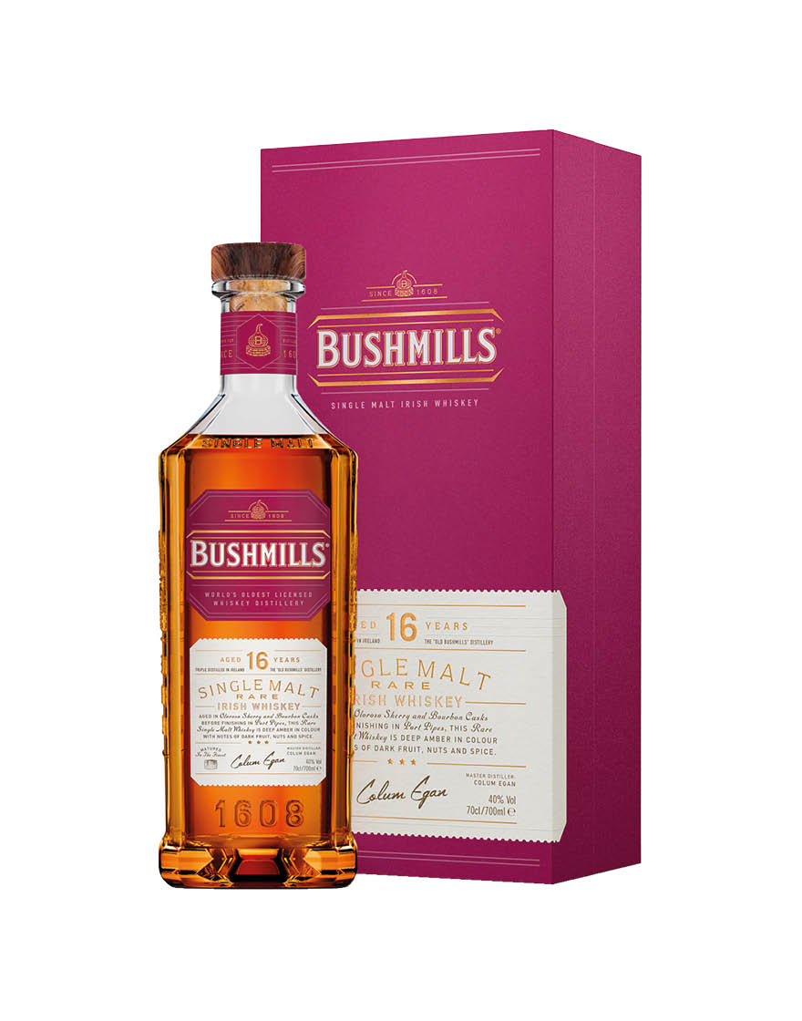 Single Malt Irish Whiskey Triple Distilled Aged 16 Years Bushmills 0,7 ℓ, En Étui