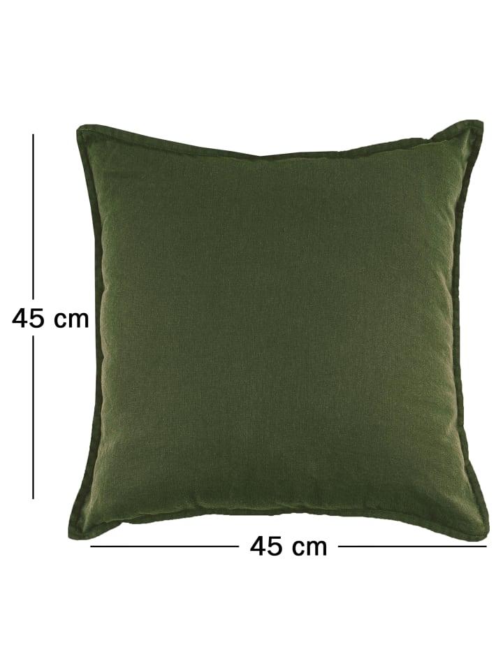 JACK 2er Set Kissenhülle 45x45cm Baumwolle Einfarbig in Khaki günstig kaufen 45x45 cm