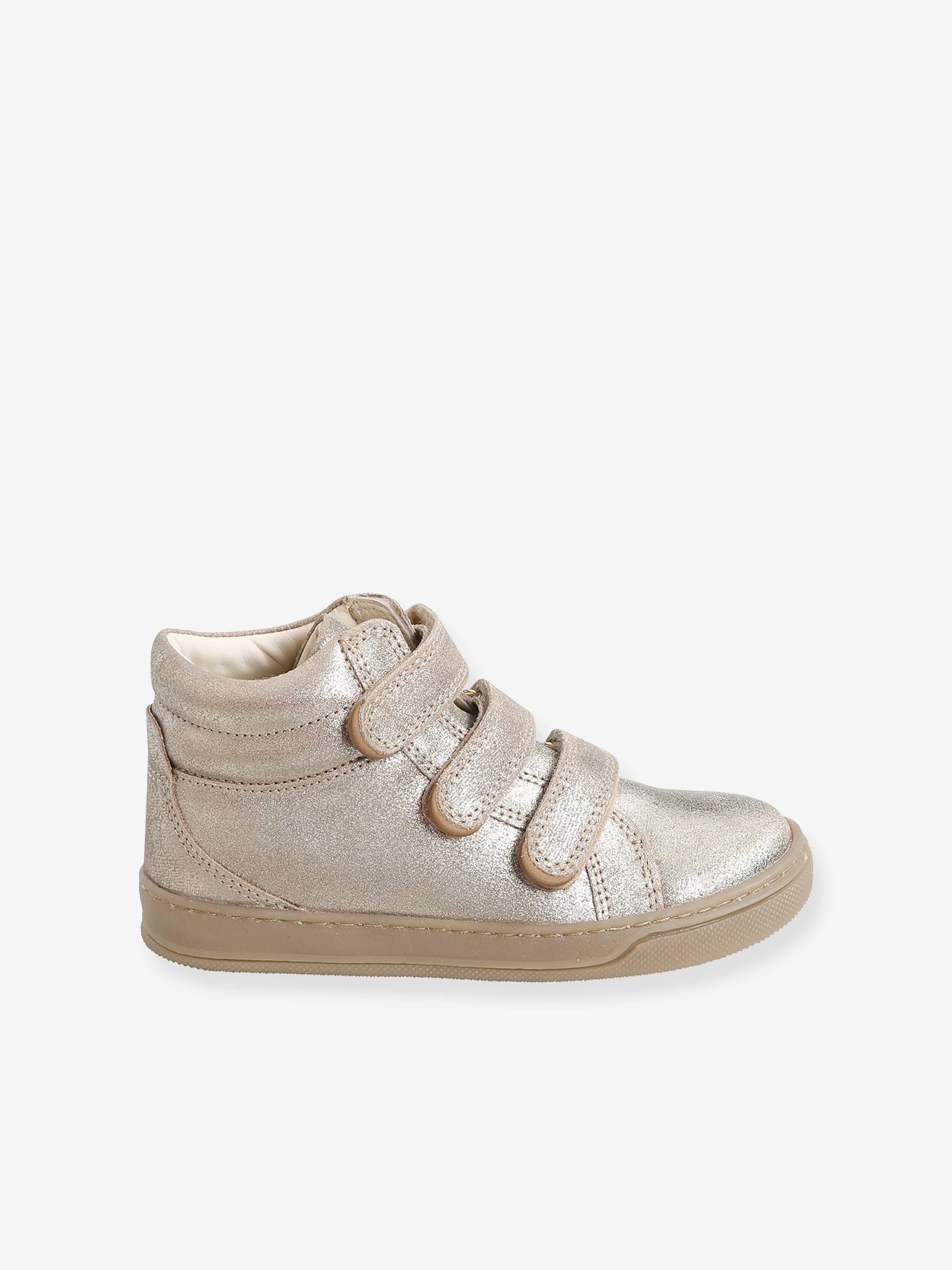 Baskets montantes cuir irisé fille collection maternelle or