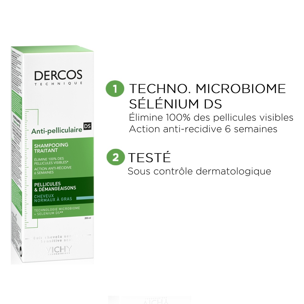 Vichy Dercos Technique Shampooing traitant pellicules & démangeaisons cheveux normaux à gras