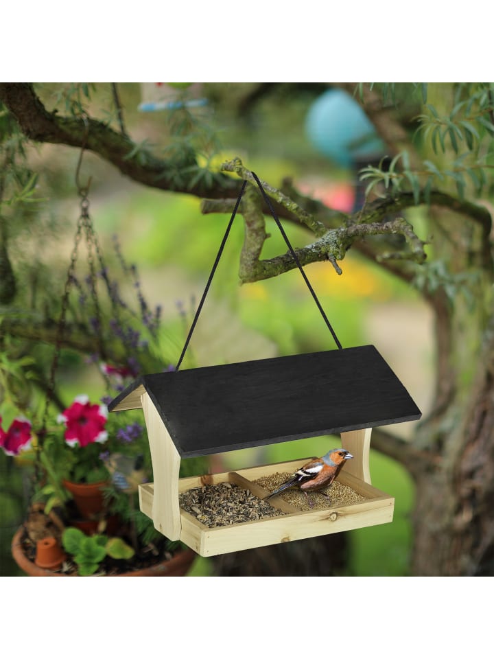 relaxdays Vogelfutterhaus in Schwarz/ Natur günstig kaufen onesize