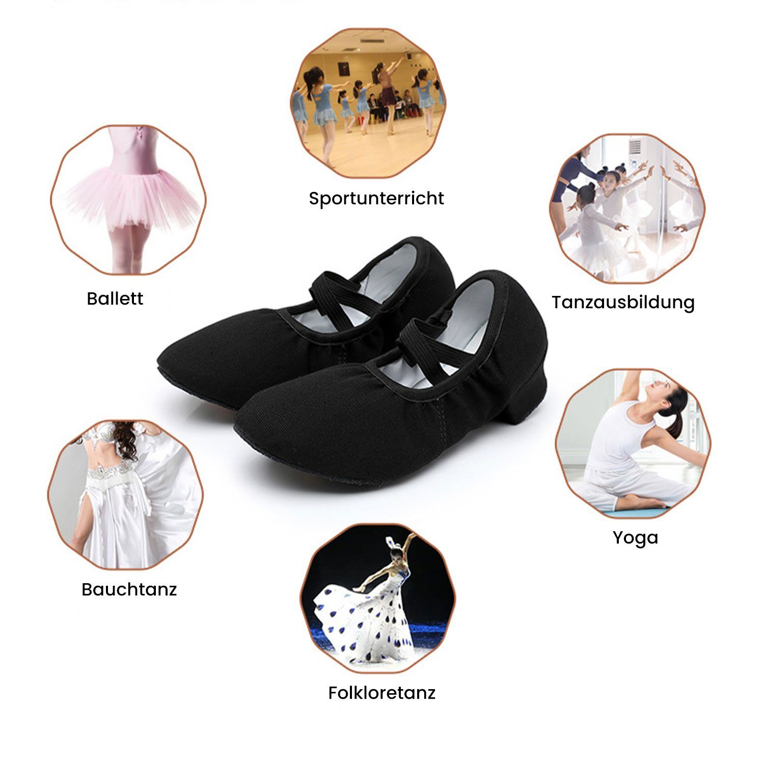 Daisred Ballerinas Tanzschuhe Damen Elegant Bequem Flats Schuhe Ballerina