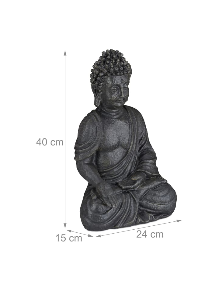 relaxdays Buddha Figur in Dunkelgrau - (H)40 cm günstig kaufen onesize