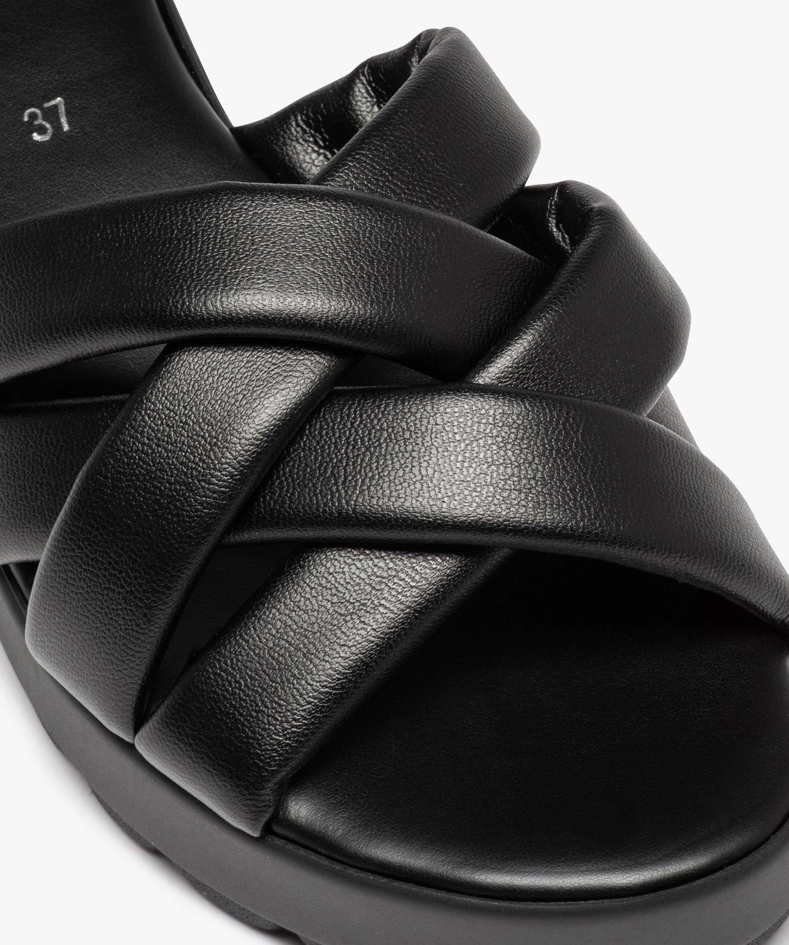 Sandales femme à talon unies à brides matelassées noir | GEMO
