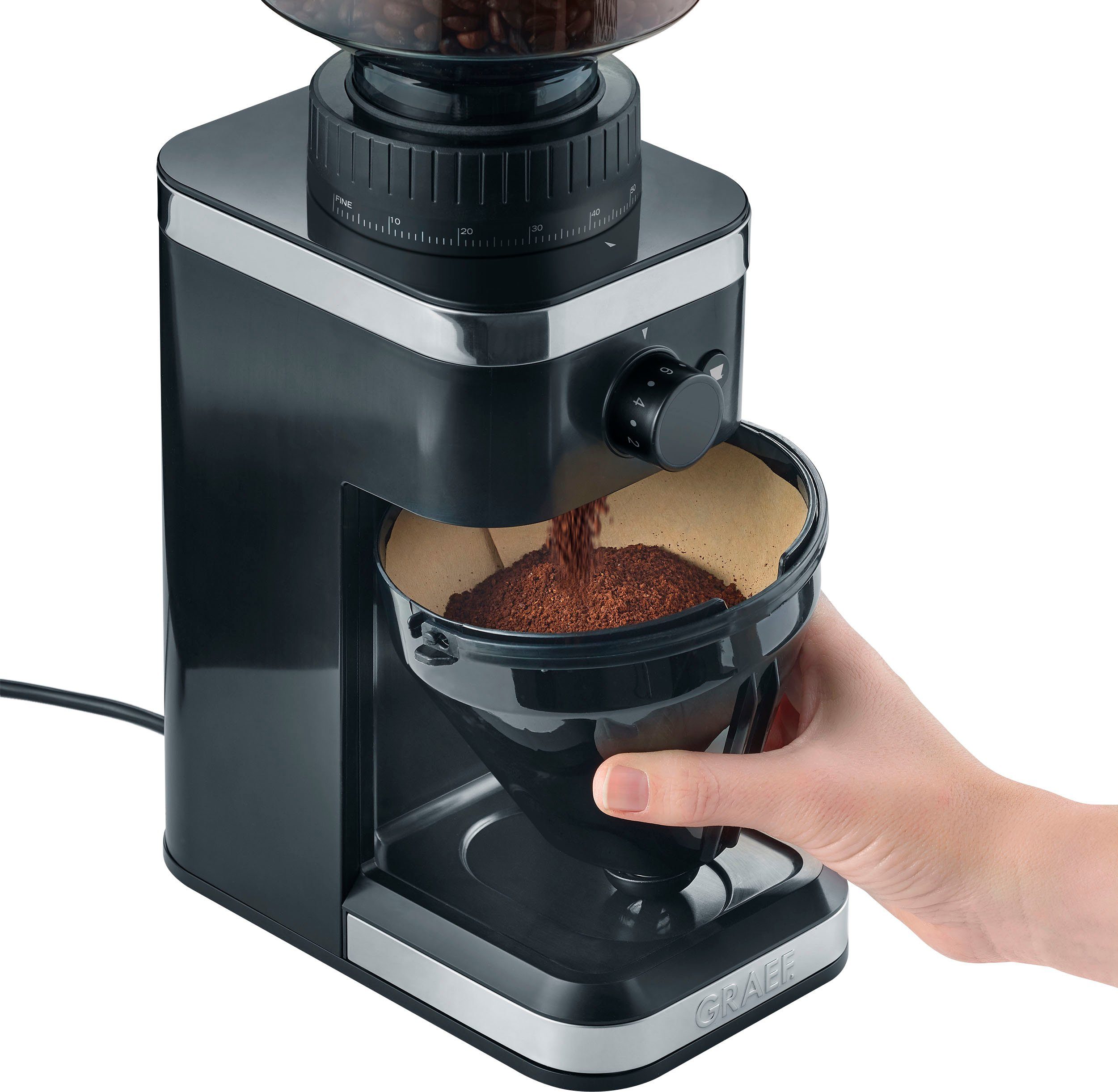 Graef Kaffeemühle CM 502, schwarz, 135 W, Kegelmahlwerk