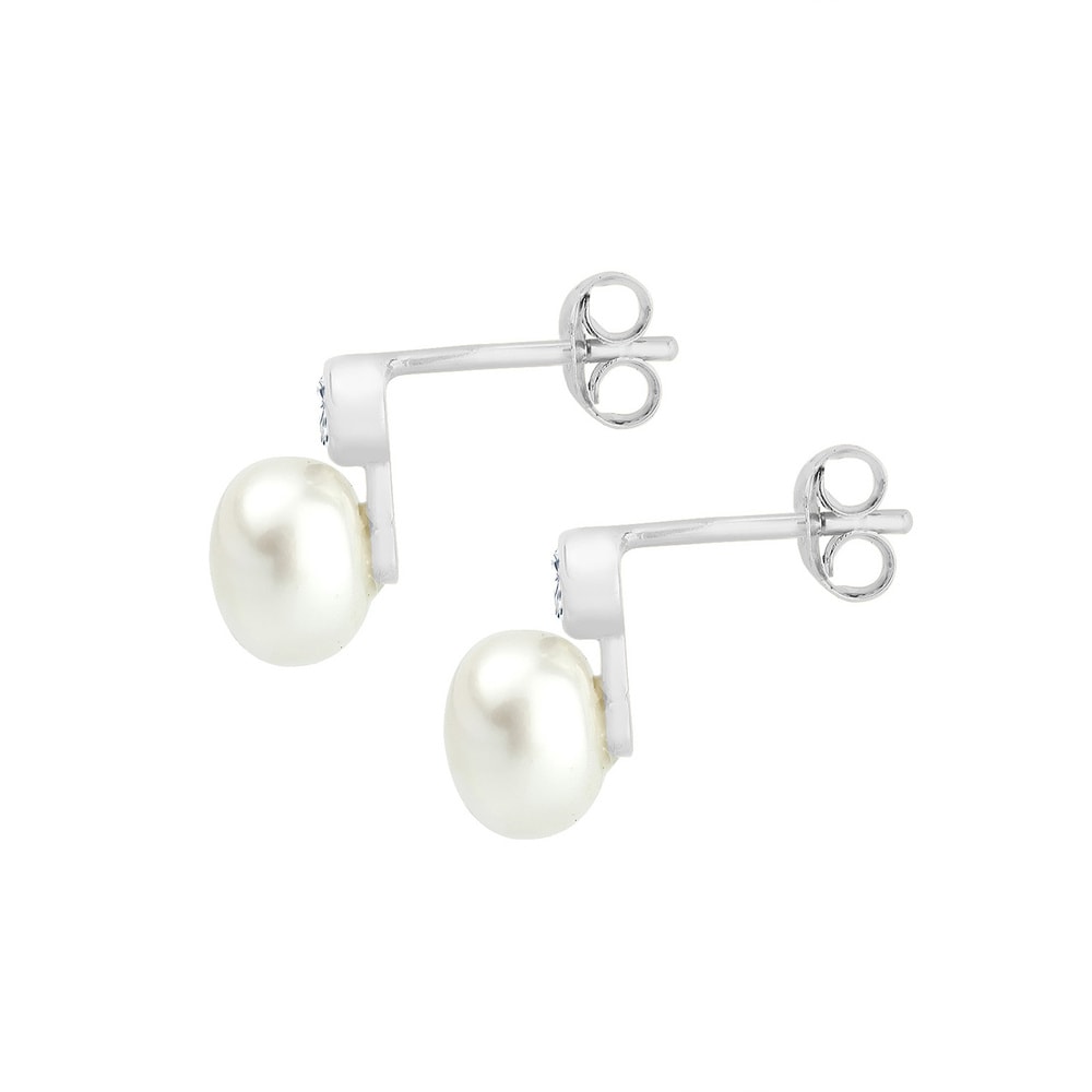 Elli Elli Boucles d'Oreilles Femme Classique avec Perles d'Eau Douce et Cristaux de Zi Boucles d'oreilles