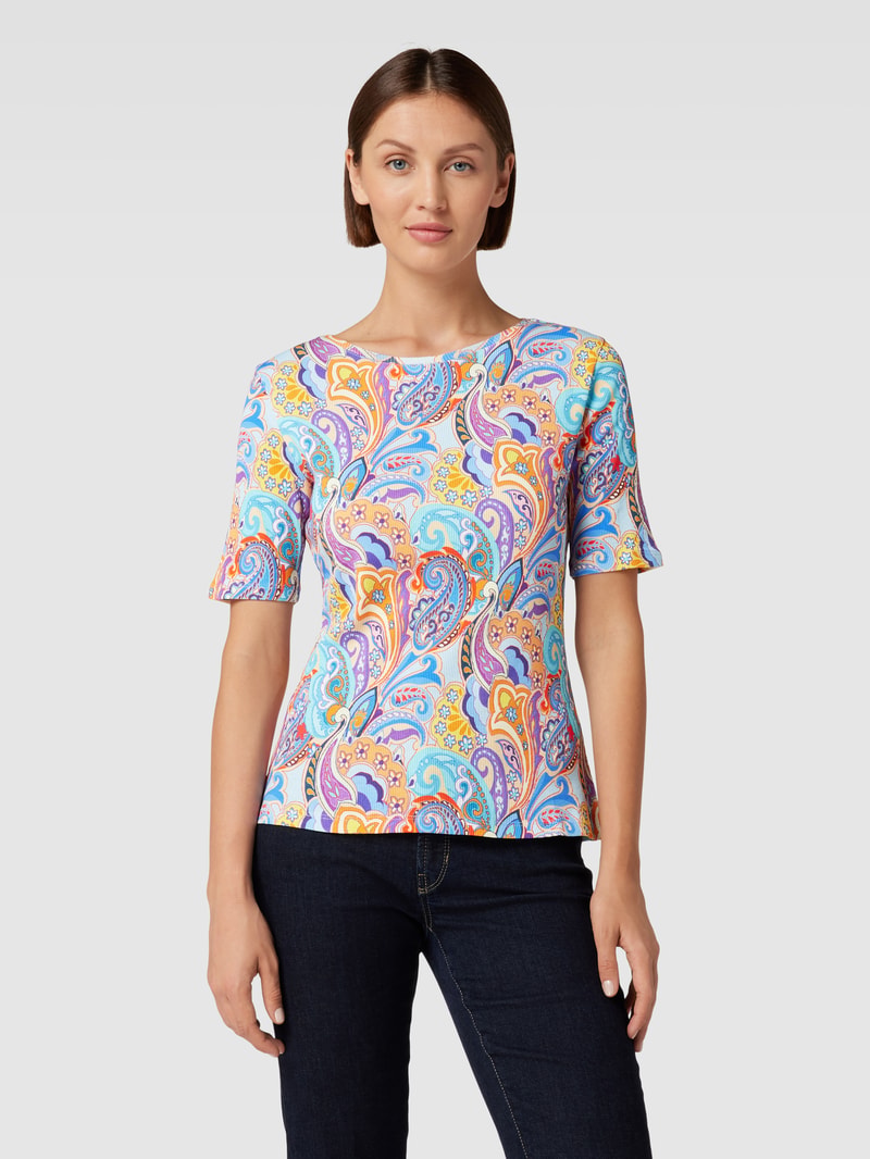 T-Shirt mit Paisley-Muster in blau