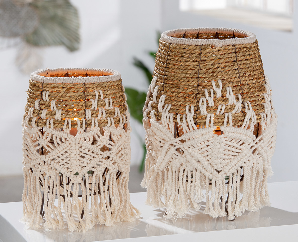 Windlicht auf Fuß Bossa beige/braun