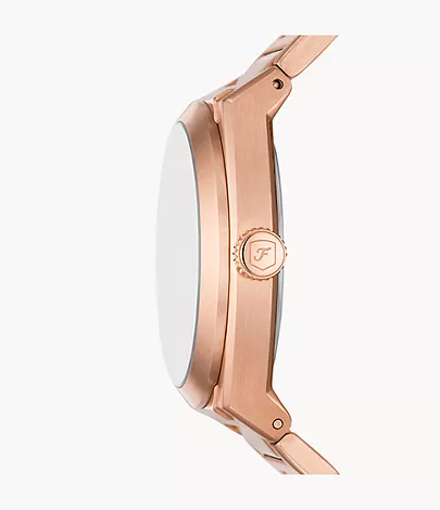 Fossil Uhr Everett 3-Zeiger-Werk Datum Edelstahl roségoldfarben