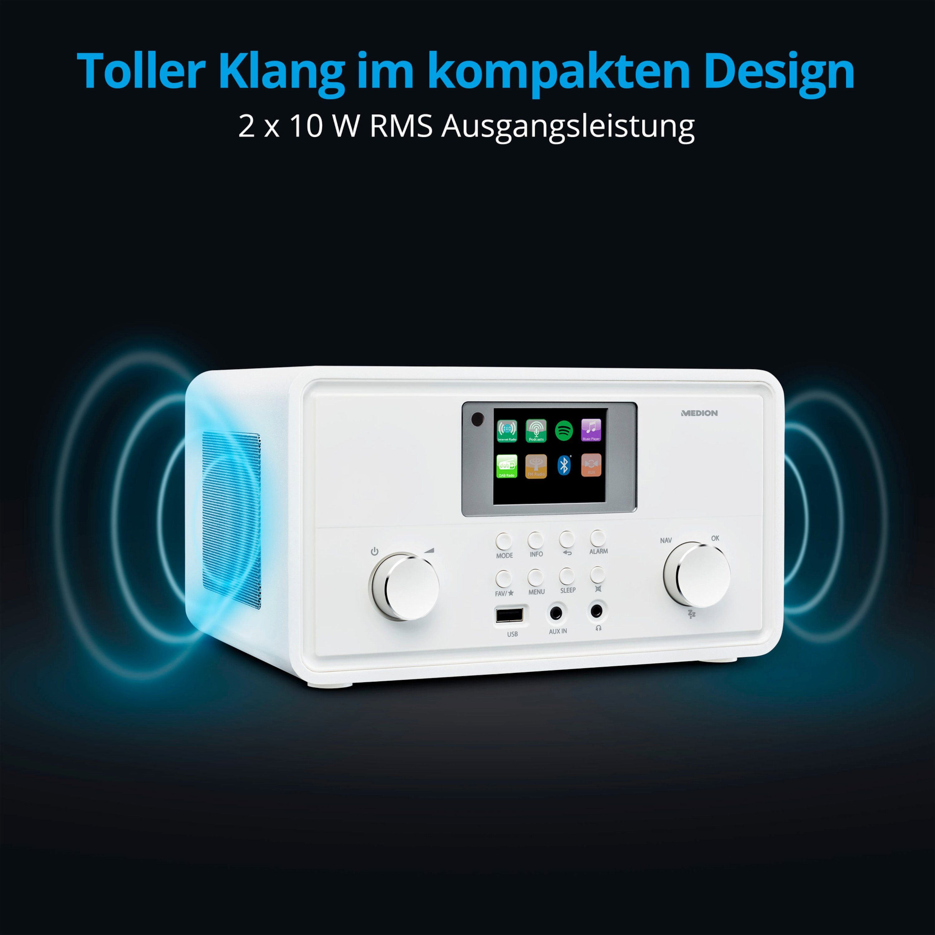 Medion® Internet-Radio (AM/FM, DAB+, MW/UKW, Spotify, 10 W, MD88069)