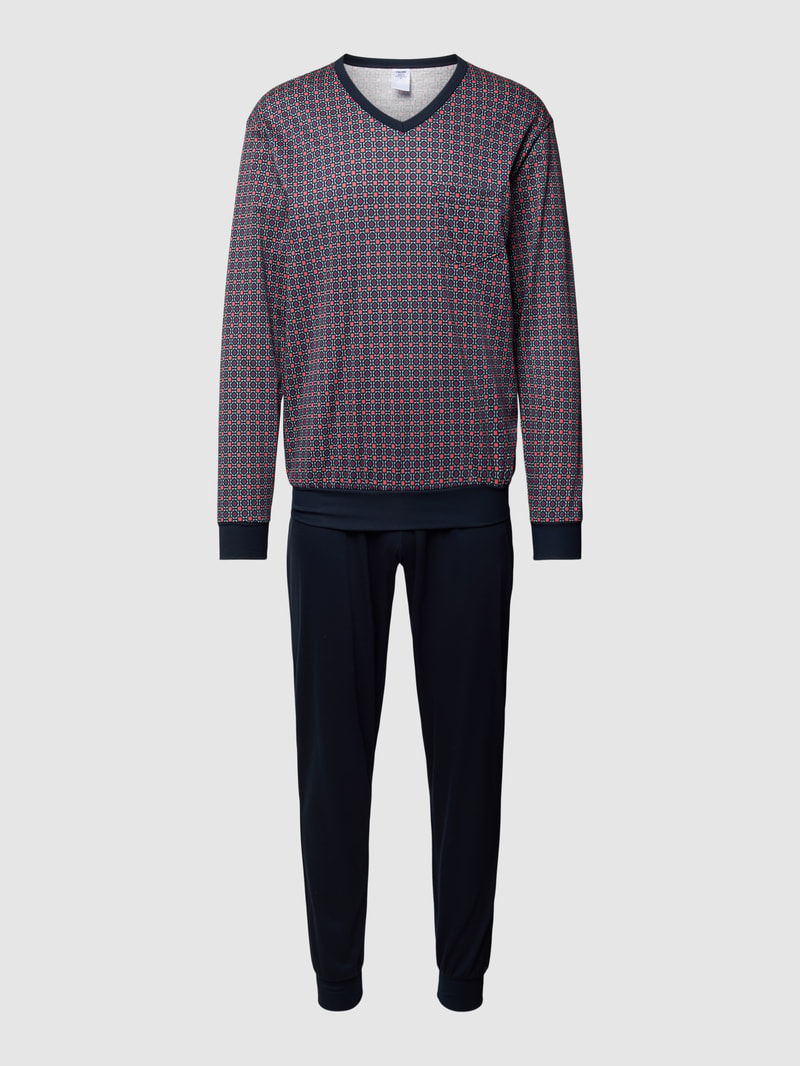 Pyjama mit Allover-Muster in marineblau