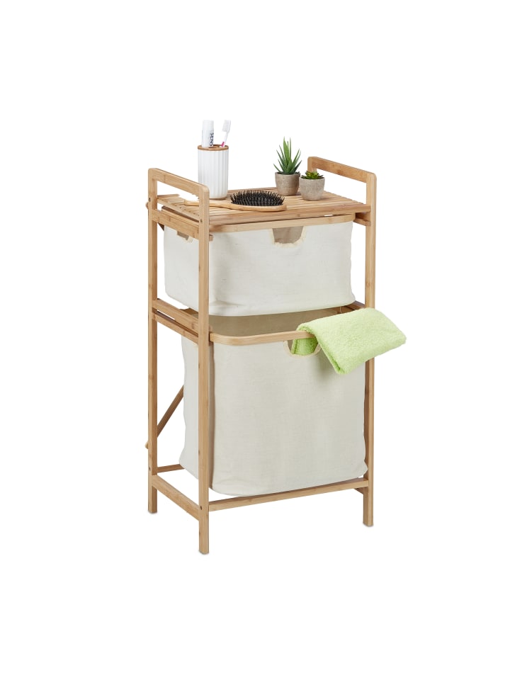 relaxdays Wäschekorb in Natur/ Beige - (B)44 x (H)85 x (T)33 cm günstig kaufen onesize