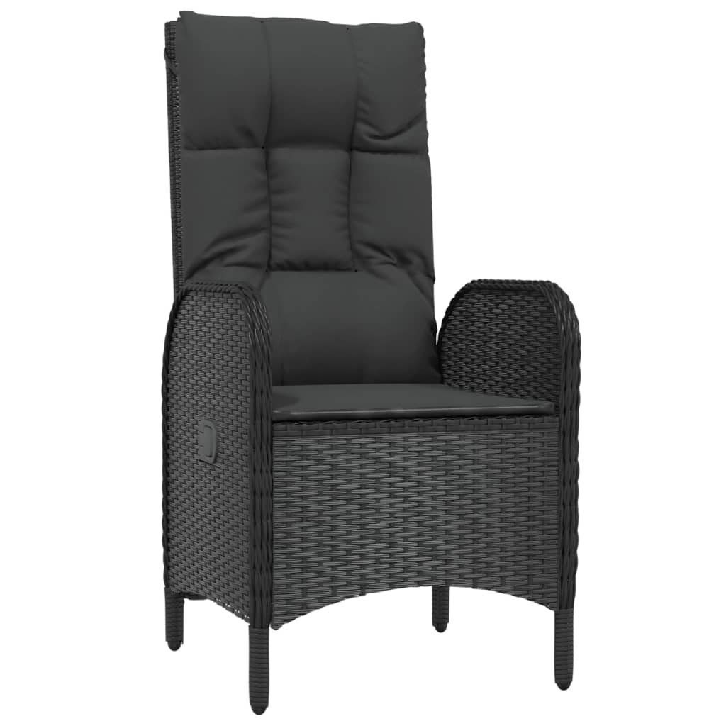 vidaXL Garten-Essgruppe 5-tlg. Garten-Essgruppe mit Kissen Schwarz Poly Rattan, (1-tlg)