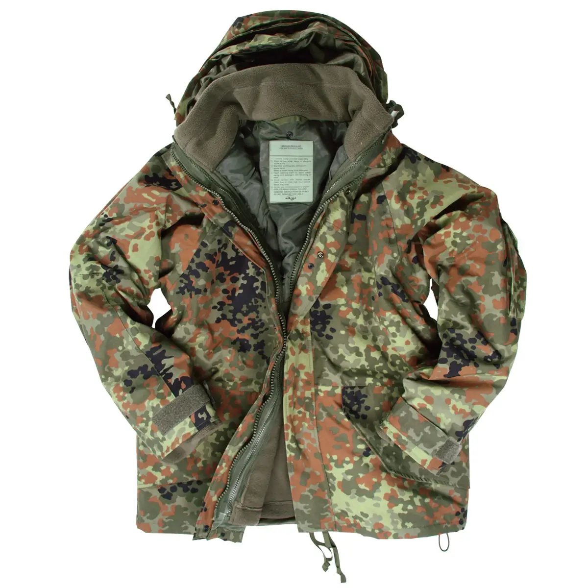 Nässeschutzjacke mit Fleecejacke flecktarn