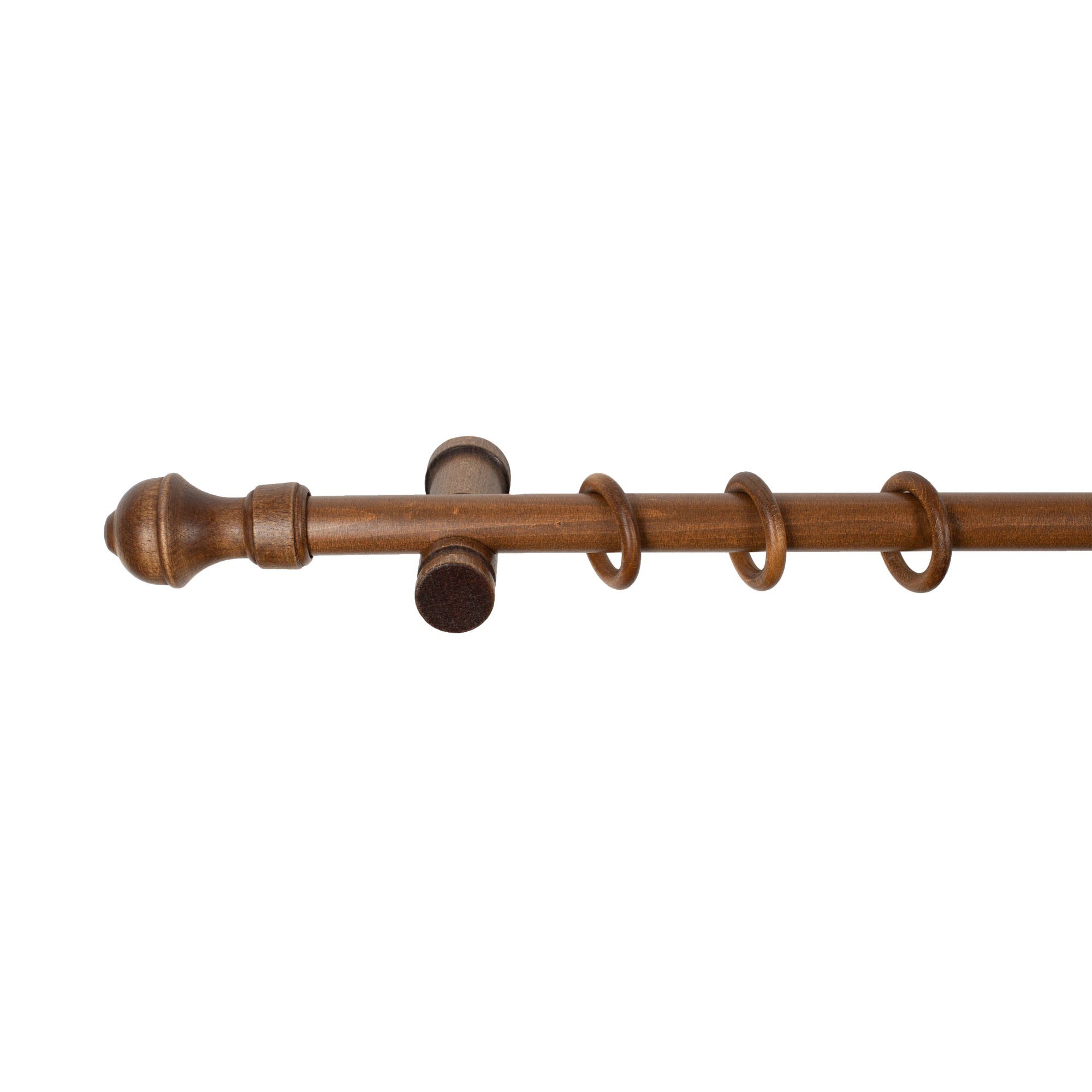 Gardinenstange Ares, SN DECO GROUP, Ø 28 mm, 1-läufig, Fixmaß, Verschraubt, Holz, Komplettset mit Ringen