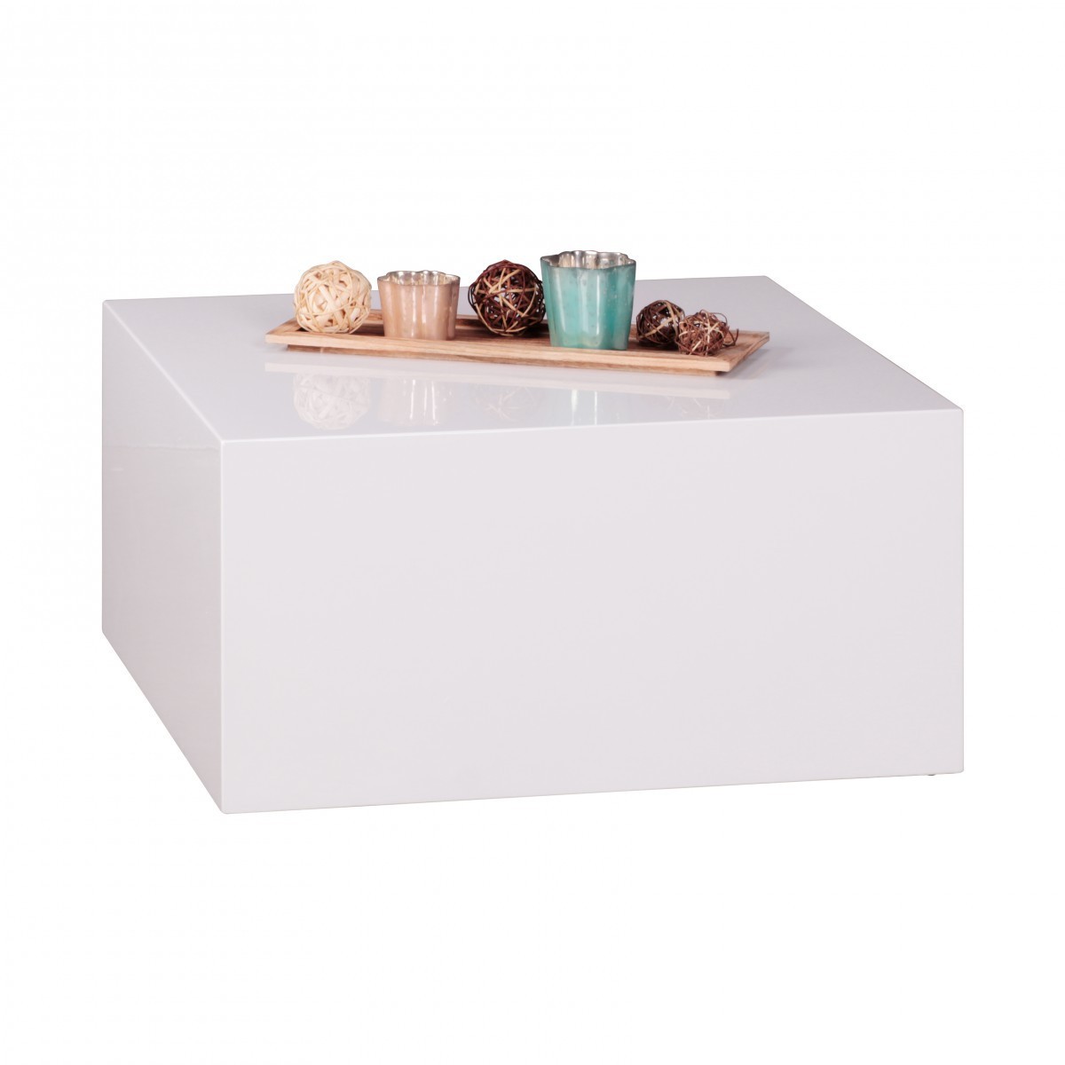 Wohnling Couchtisch Monobloc MDF Holztisch weiß 60 cm breit Design Wohnzimmer-Tisch modern Beistelltisch quadratisch