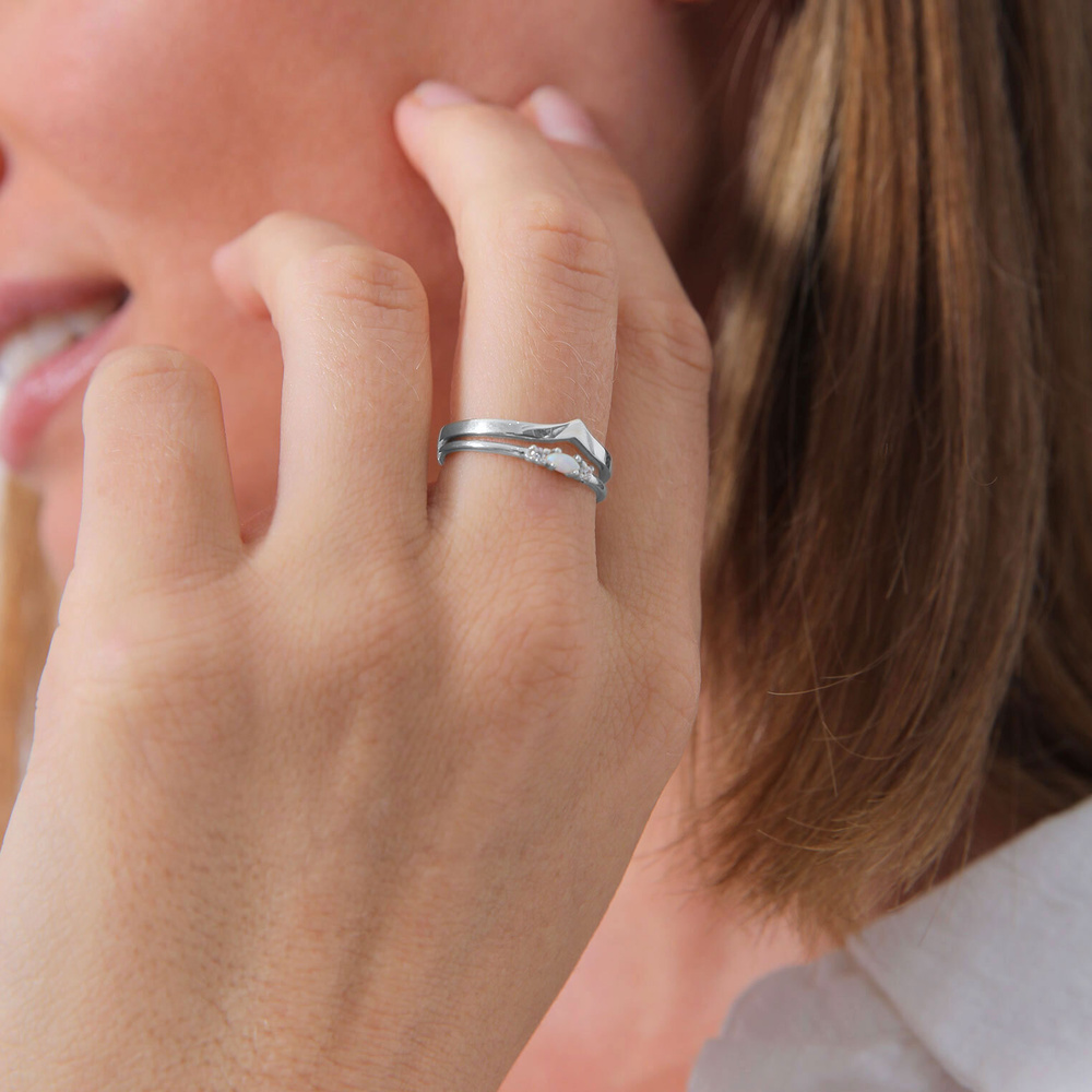 Elli Elli Bague Femmes Ensemble Marquise Forme de V Basique avec Opale Synthétique et  Bague
