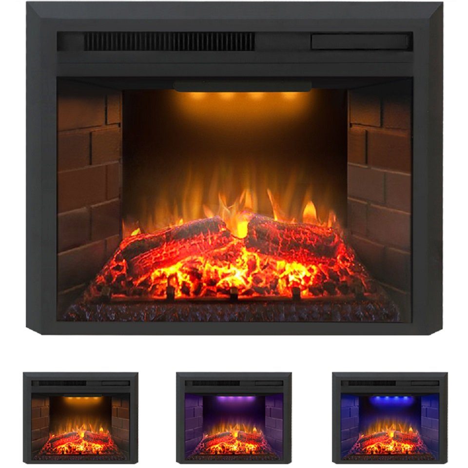 Kaminlicht Elektrokamin Zhora 23 Elektrokamin Wandkamin elektrisch mit Heizung, Einbaukamin, Elektrischer Kamin mit Fernbedienung, Timer, 3D Flammenspiel, LED Feuer