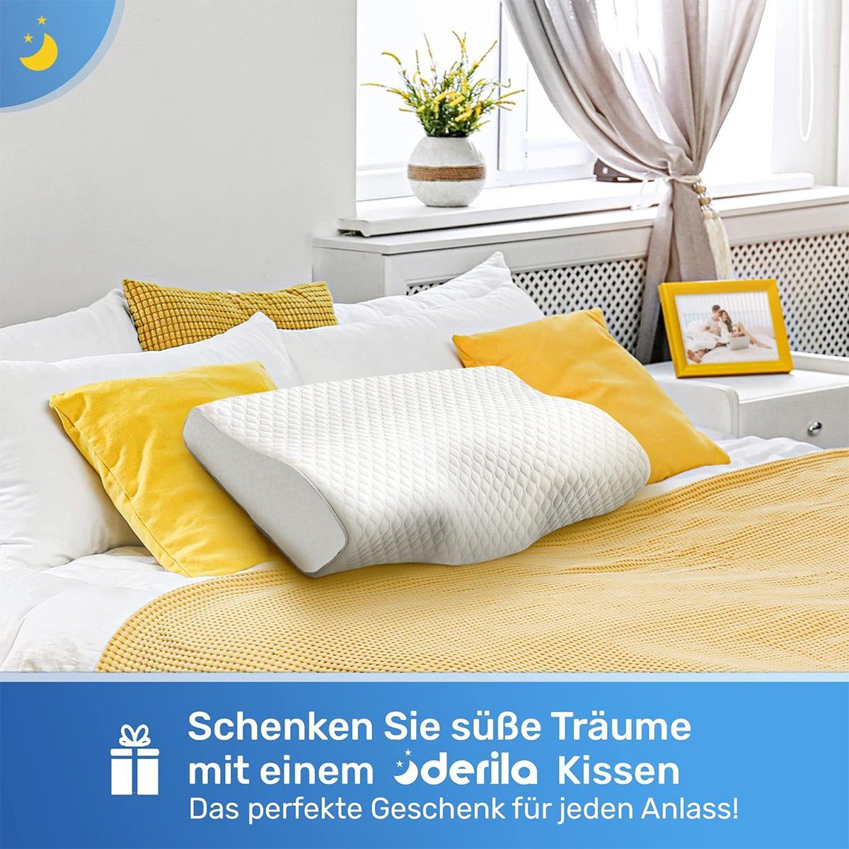 Nackenstützkissen Nackenkissen,Memory-Schaum-Kissen,Langsamer Rückprall,50*30*10cm, Hikeren