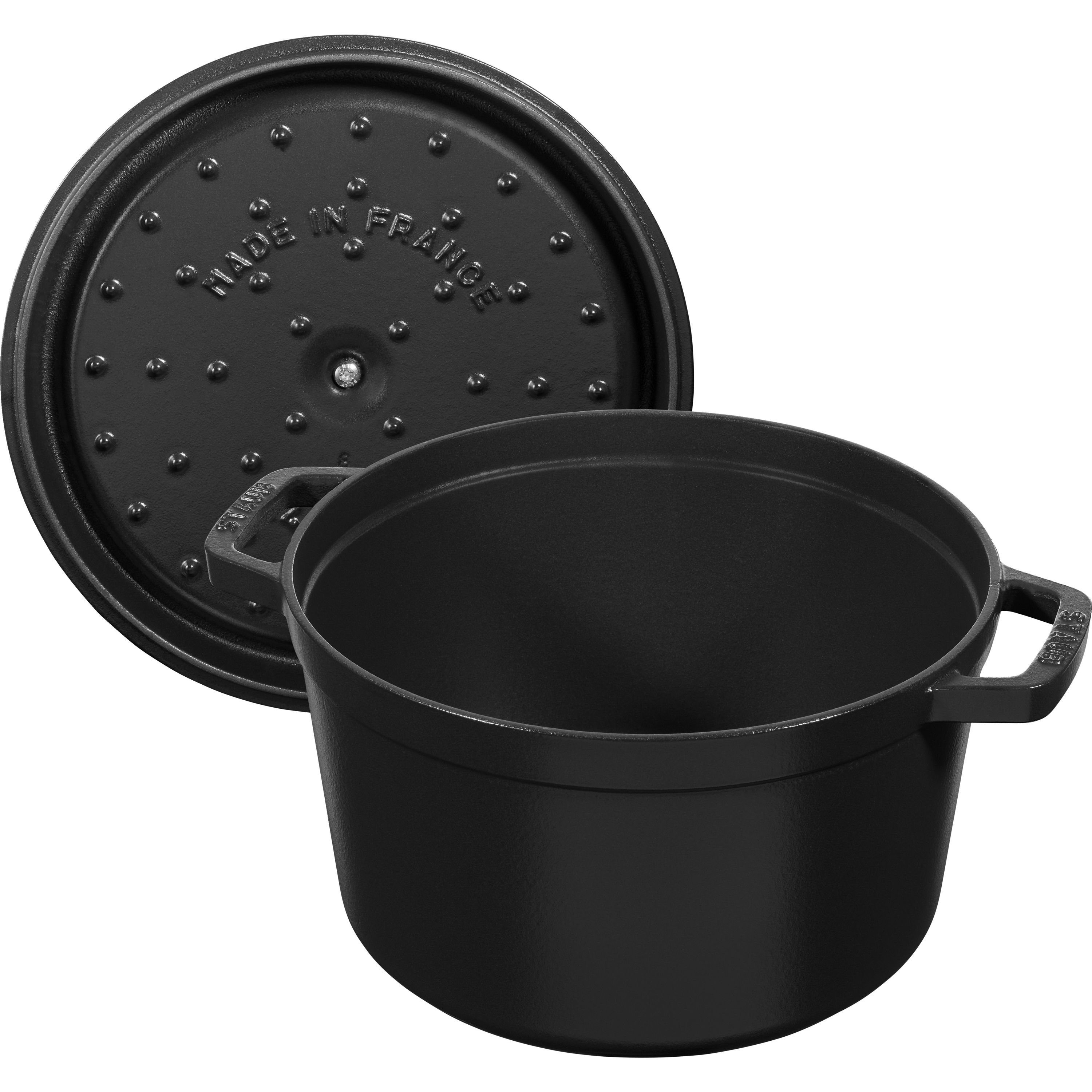 Cocotte tief 24 cm, rund, Schwarz, Gusseisen