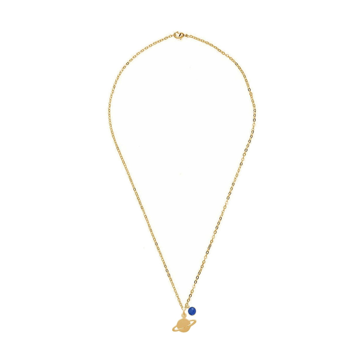 Kette mit Anhänger 'SATURN Planet Saphir Edelstein'