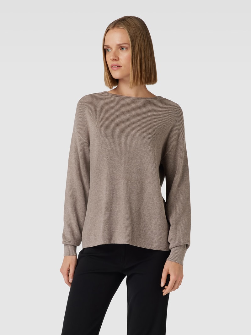 Strickpullover mit Rundhalsausschnitt in taupe meliert