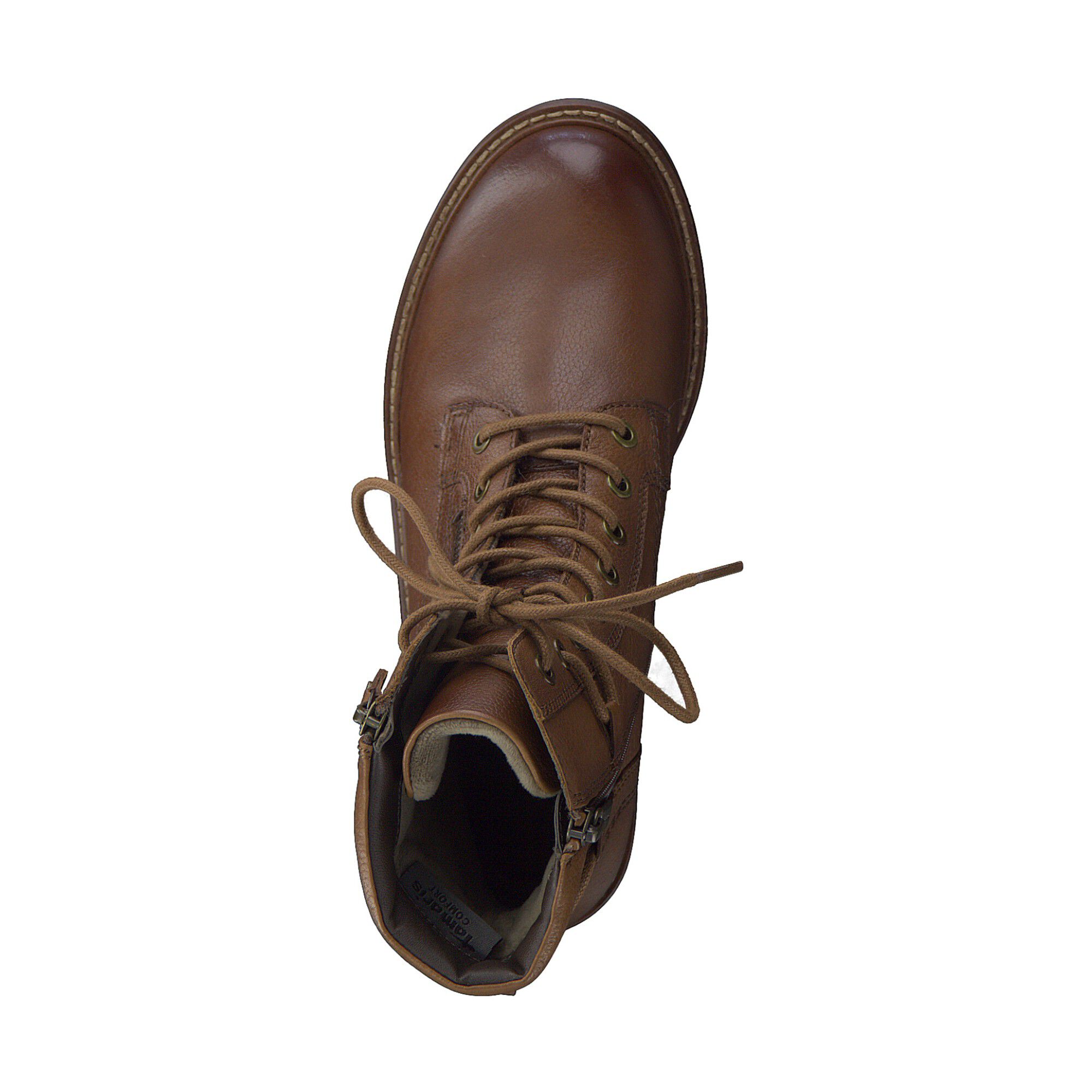 Bottines montantes lacets zippées dessus cuir