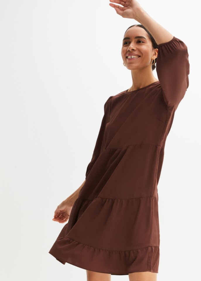 Crepe-Kleid mit Volants