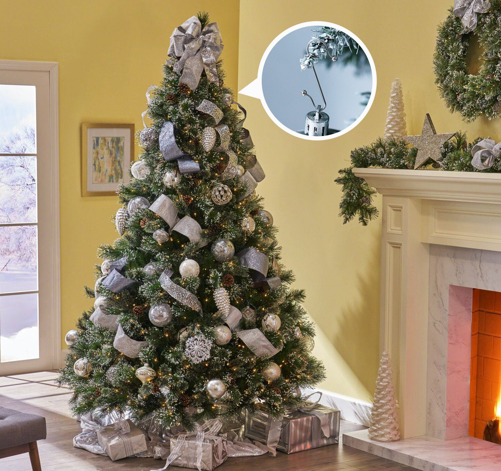 Homewit Hänge-Weihnachtsbaum 60 Stück/ 120 Stück Kugelaufhänger Weihnachtsbaumanhänger S Haken (60 St), Edelstahl Schnellaufhänger Christbaumschmuck Haken Kugelaufhänger