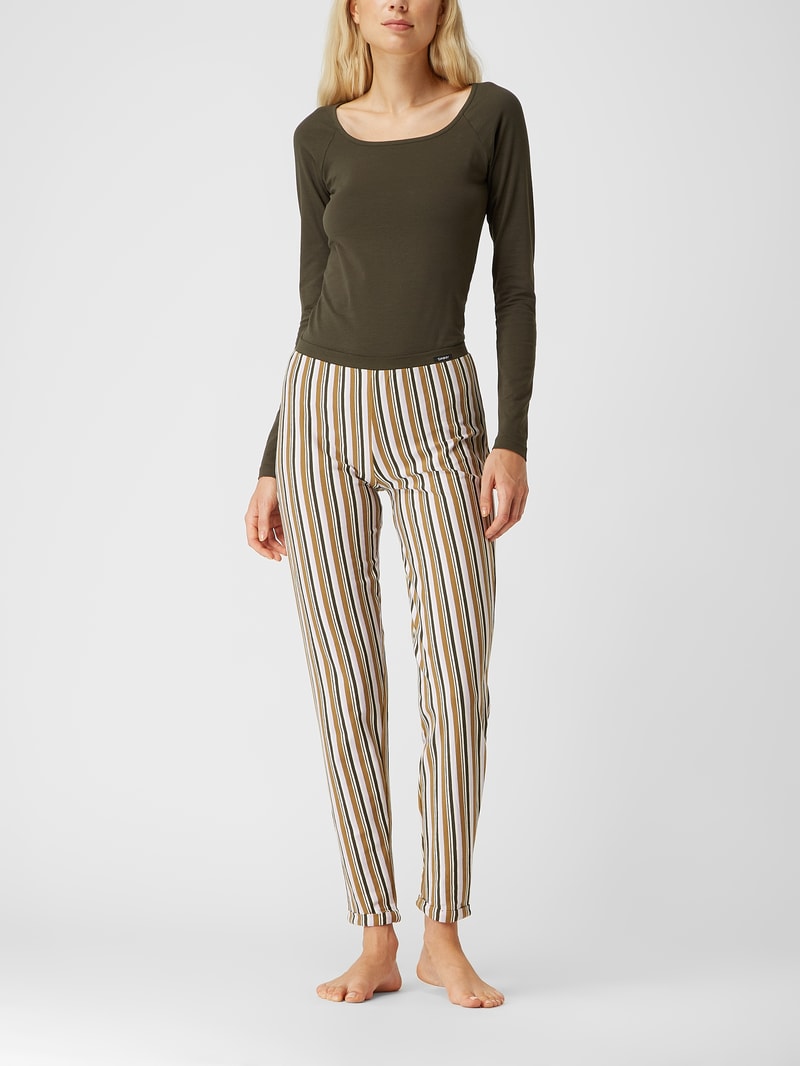 Lounge-Hose mit Streifenmuster in khaki