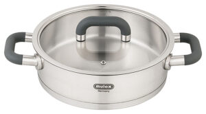 Mulex hochwertige Edelstahl Servierpfanne LUGANO 24 cm mit Deckel