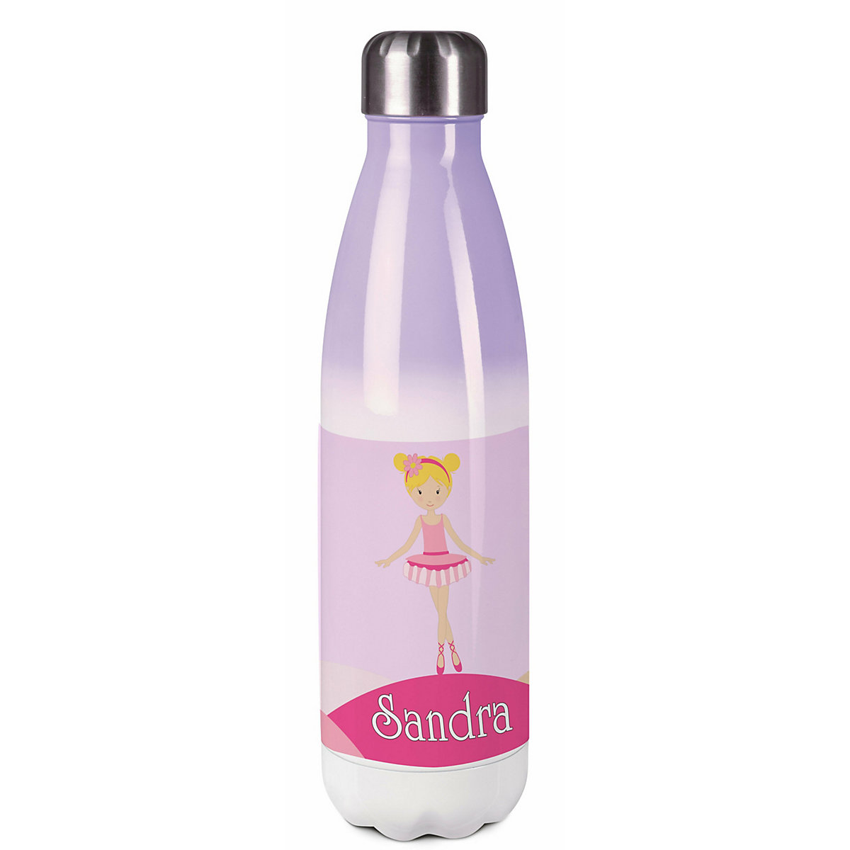 Edelstahl Kinder Thermoflasche / Trinkflasche bunt Balerina Spülmaschinenfest, Auslaufsicher, Bruchfest, Doppelwandig, Für Heißgetränke geeignet, Mit Deckel, Isoliert